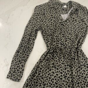 H&M Leopard Print Mini Dress with Tie
